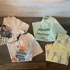 Kids Graphic T-Shirts Set - Gray, Green, Yellow